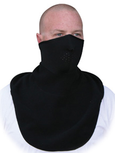 Solid Black with Fleece Neck Shield, Half Face Mask
